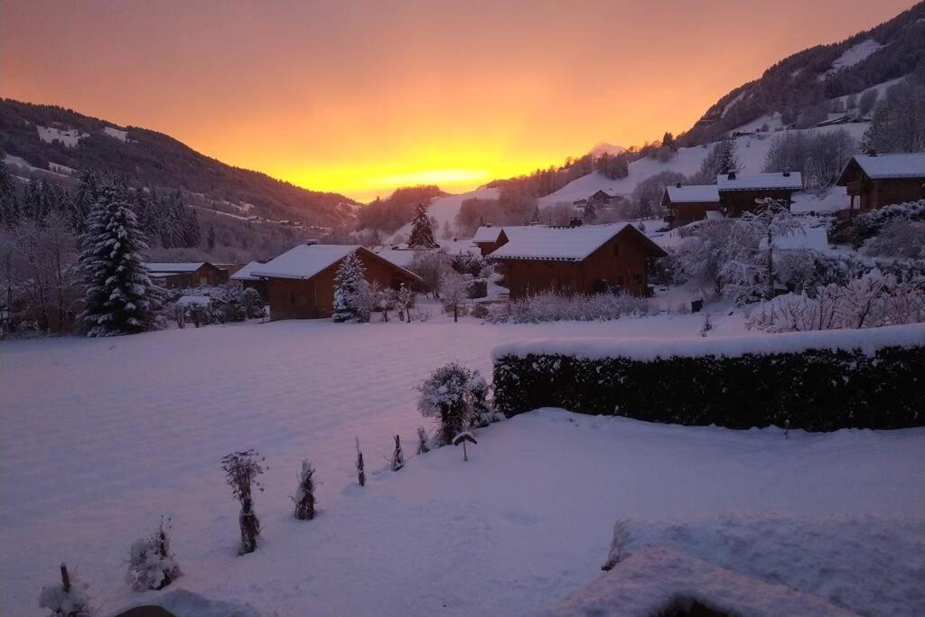A4 Km De Megeve Tres Joli Studio Avec Jacuzzi ,Vue Sur Les Montagnes Au Calme Praz-sur-Arly Exterior foto